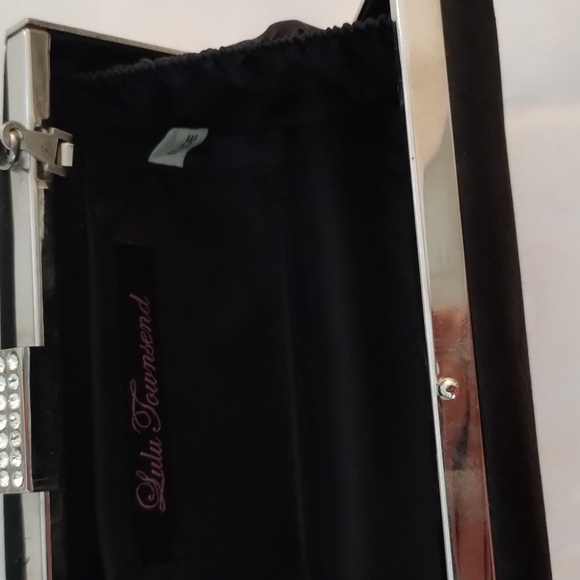 Lulu Townsend satin dress purse with chain and rhinestone accent clasp - Picture 6 of 6